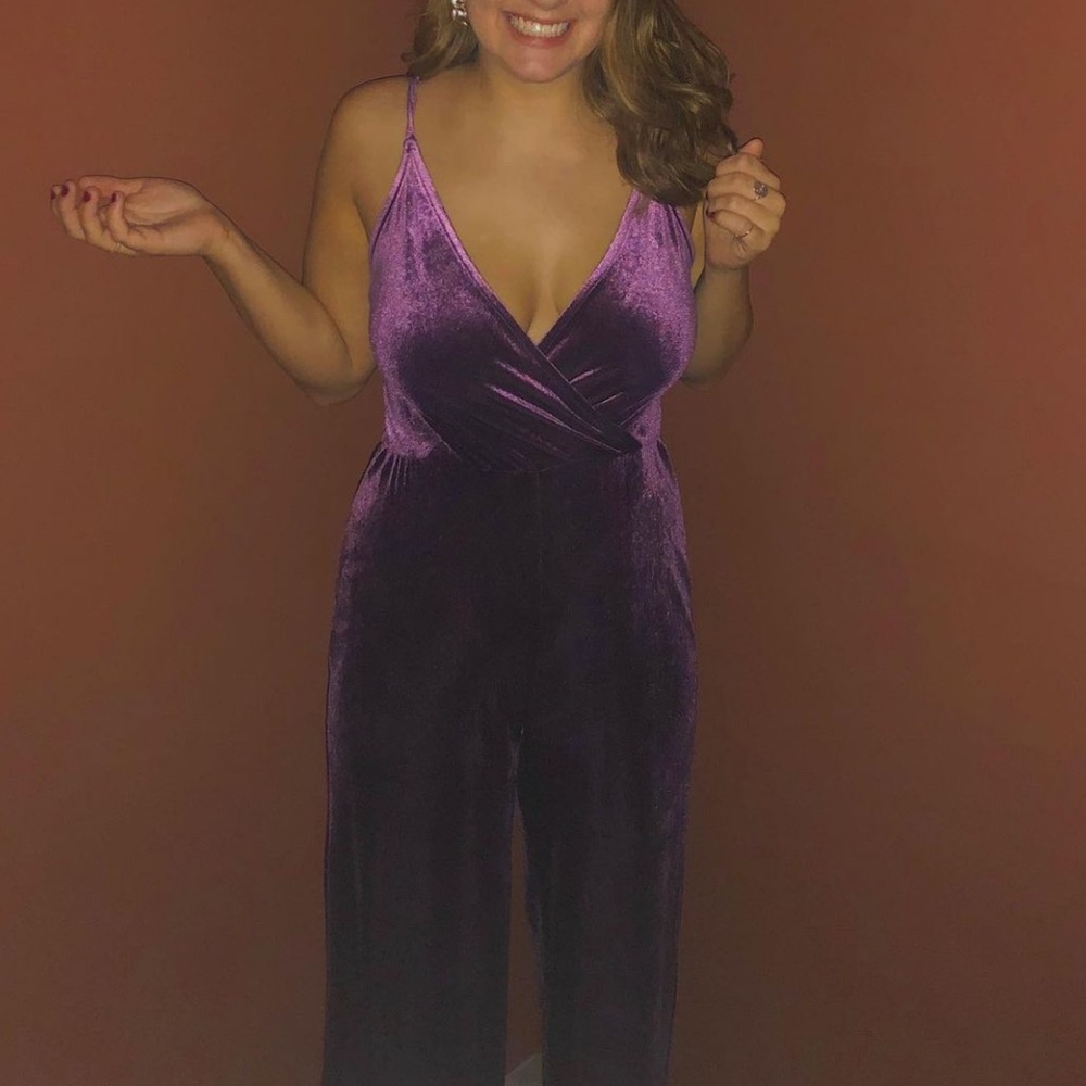 Velvet purple jumpsuit
